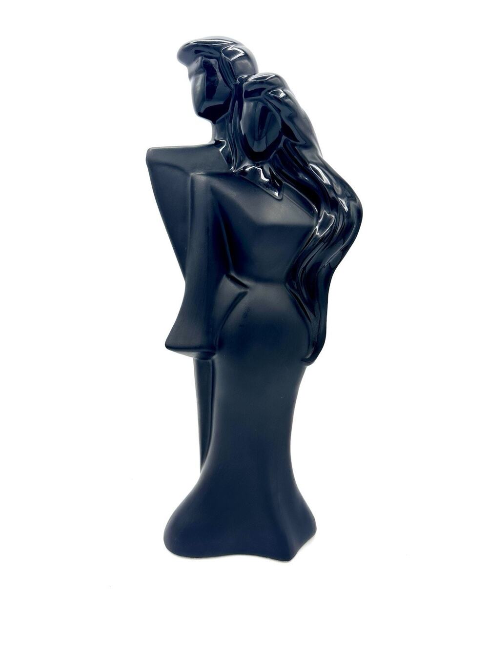 Lindsey B. Style Vintage 1980s Black Art Deco Porcelain Statue Romance Couple